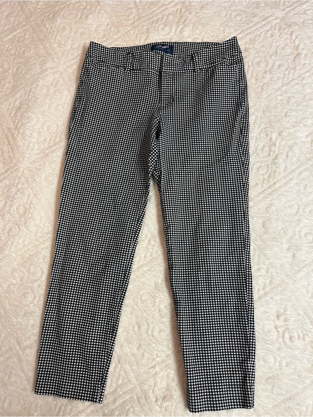 Old Navy Black and White Checked Slim Pants